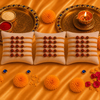 Trio Rudraksh Rakhi in Silver