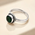 Silver Classy Green Round Gemstone Ring