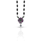 Chic silver mangalsutra adorned with vibrant green and purple stones in a floral pattern