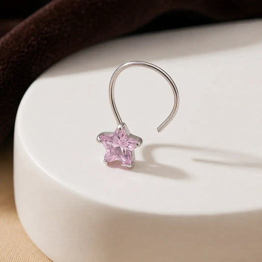 Silver Beautiful Lite Purple Gem Nosepin