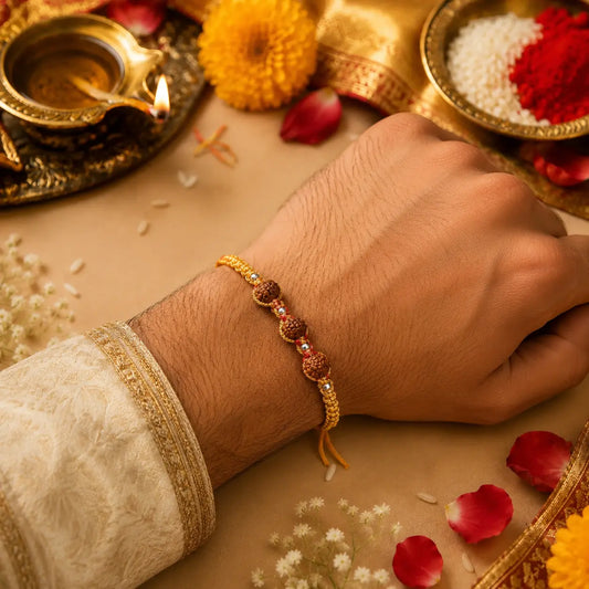 Trio Rudraksh Rakhi in Silver