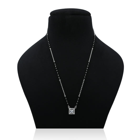 Sterling silver pendant with large square CZ stone and chain