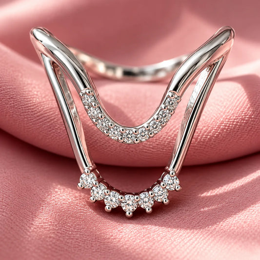 Elegant Open Wrap Ring – Silver Crystal Accent Ring
