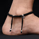 Silver Leaf Design Dhaga Payal Black Thread Anklet