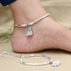 Silver Sea Shell with Silver Beads and Ghurngroo Anklet for Girls