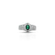 Sterling Silver Synthetic Oval cut Green Stone Hexagonal Ring for Boys