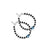 Silver bracelet featuring a light blue evil eye charm with black and silver beads