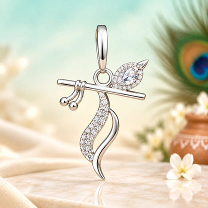Silver Flute Pendant Intricate Modern Design