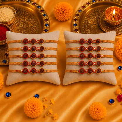 Trio Rudraksh Rakhi in Silver