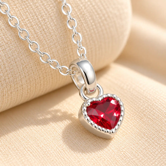 Premium Heart-Shaped Stone Silver Pendent Necklace
