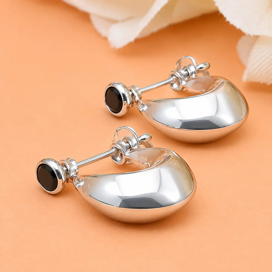 Boys Silver Bali Earrings with Plain Look & Stones