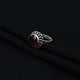 Sterling Silver Black Border Maroon Stone Ring