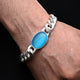 Silver Center Blue Stone Chain Design Bracelet for Men