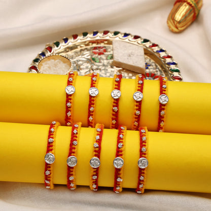 Swastik Charm Rakhi in Silver