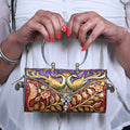 Handcrafted Silver Purse for Women with Peacock and Floral Art