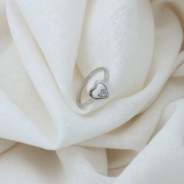 Heart-in-Heart Silver Ring