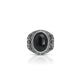 Traditional Design Oval Shape Black Stone Silver Ring