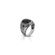 Traditional Design Oval Shape Black Stone Silver Ring