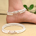 Traditional Silver Kada Payal with Engraving Detailing and Ghungroo