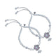 Multiple Gemstone Silver Flower Design Anklets with Ghungroo