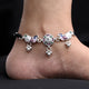 Silver Pink Gem Stone with Peacock Design Anklet for Girls