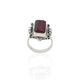 Heritage-inspired silver girls' ring with a deep red dark stone.