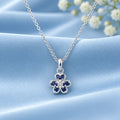 Sterling Silver Blue Stone Floral Pendant