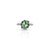 Sterling Silver Round Green Stone with Small Flower Design Ring for Girls