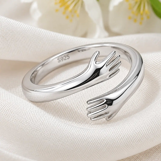 Open Arms Silver Hug Ring