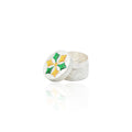 Vibrant silver Sindoor box with a colorful round shape for Pooja