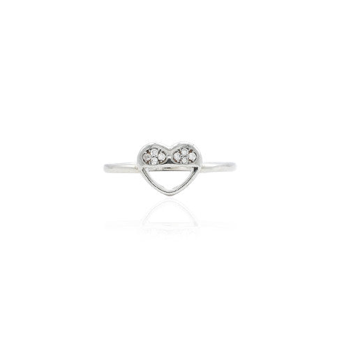 Silver ring featuring a precious heart-shaped design.