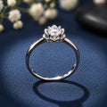 Silver Solitaire Ring with Floral Crown Ring