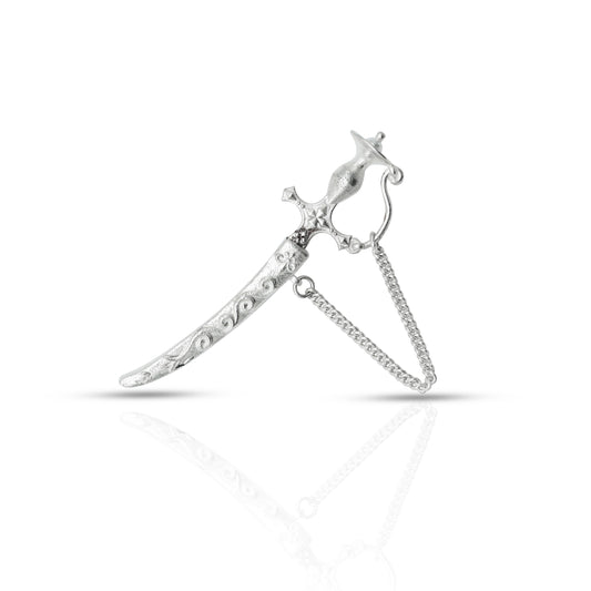 Silver pendant featuring a royal sword figure, designed for him