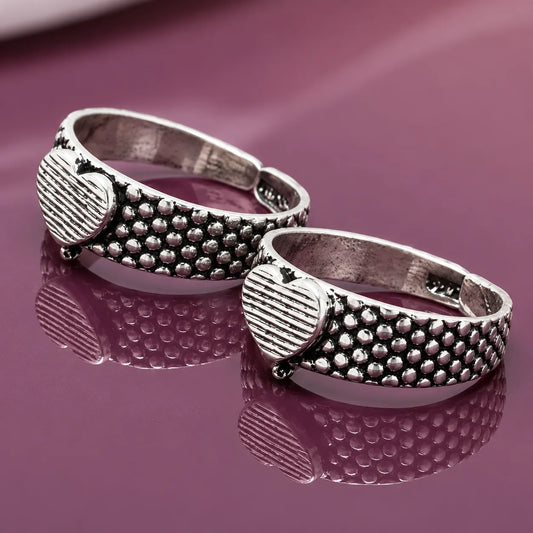 Silver Enchanting Heart Love Toe Rings