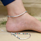 Silver Green and Purple Beads Anklet for Girls