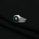 Silver Deep Vivid Fancy Emerald Green Menz Ring