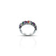 Dazzling silver ring featuring multi-colored gemstones.