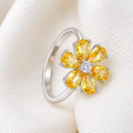 Silver Blossom Ring with Assorted Gemstone Accents