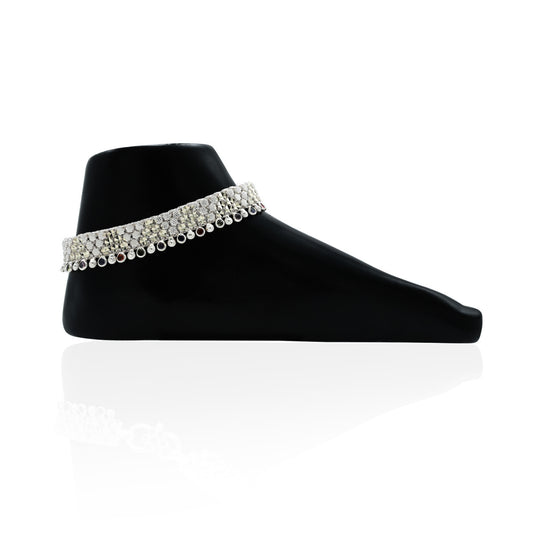 Silver Shiny Modern Pattern Anklet