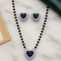 925 Silver Blue Heart Mangalsutra Set with Earrings