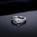 925 Silver Engagement Style Adjustable Ring with Sparkling Crystal