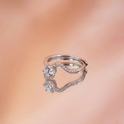 925 Sterling Silver Adjustable Solitaire CZ Ring for Women