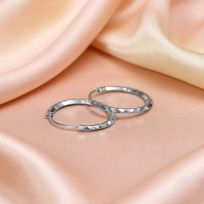 925 Sterling Silver Diamond-Cut Hoop Earrings for Women & Girls