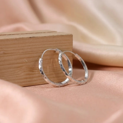 925 Sterling Silver Diamond-Cut Hoop Earrings for Women & Girls