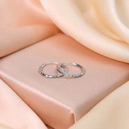 925 Sterling Silver Diamond-Cut Hoop Earrings for Women & Girls