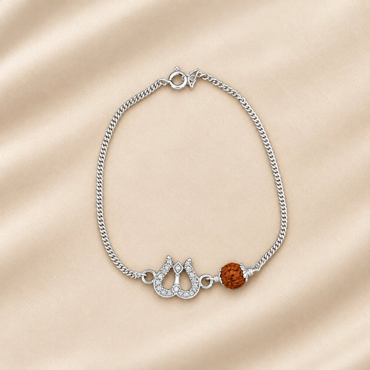 Silver Horseshoe Rudraksha Bracelet for Boys & Girls