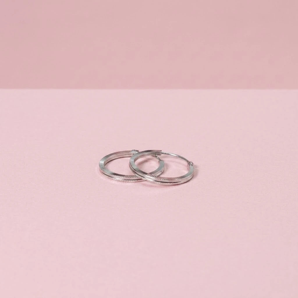 925 Sterling Silver Textured Hoop Earrings for Women