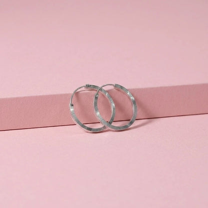 925 Sterling Silver Textured Hoop Earrings for Women