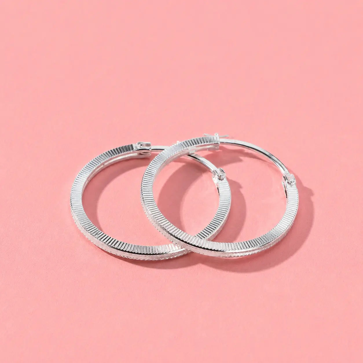 925 Sterling Silver Textured Hoop Earrings for Women