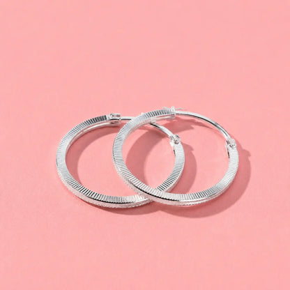 925 Sterling Silver Textured Hoop Earrings for Women
